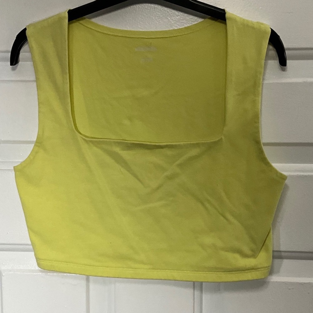 Wild Fable Lime Green Square Neck Crop Top Sleeveless Tank Large